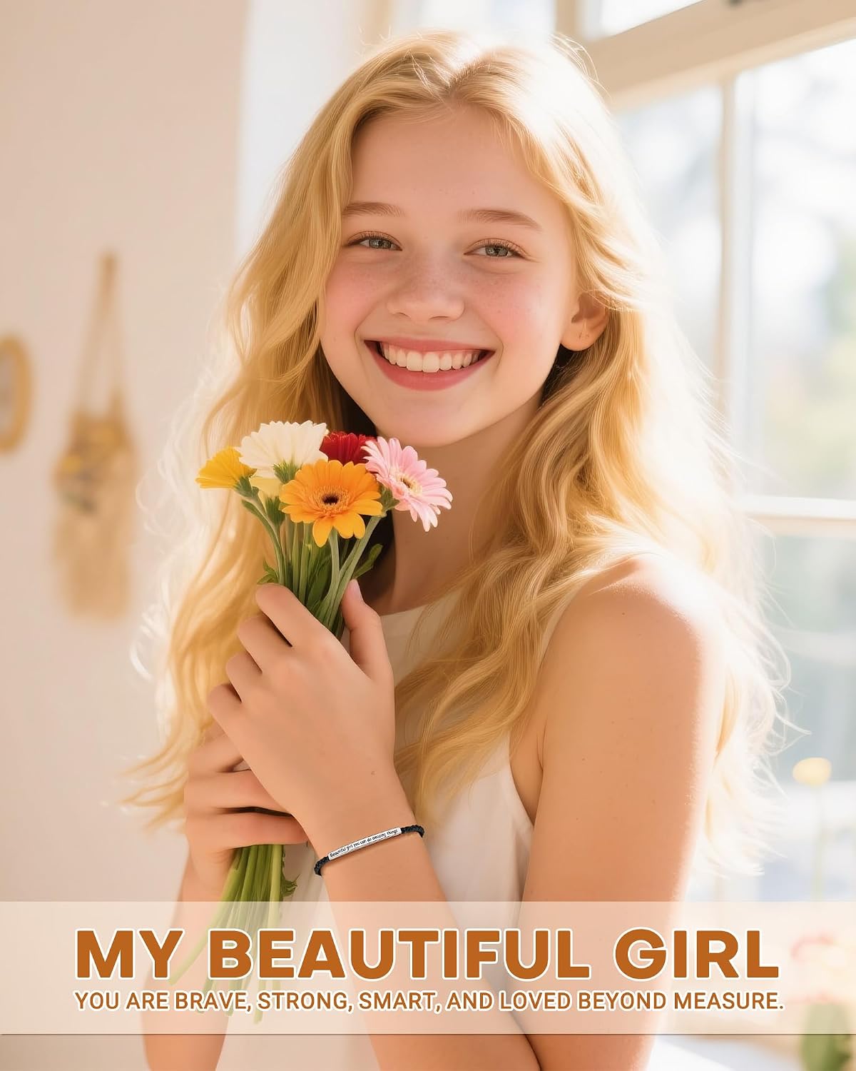 Beautiful Girl You Can Do Amazing Things – Inspirational Bracelet Birthday Christmas Gifts for Teen Girls