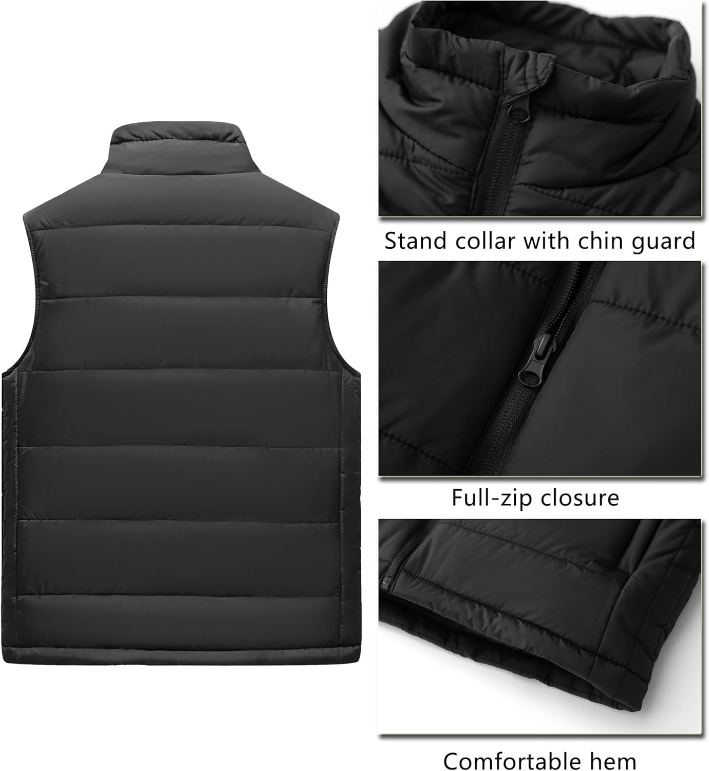 Vcansion Men's Outdoor Stand Collar Fleece Jacket Vest Casual Padded Vest Coats