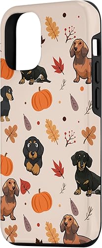 Miniatura 2 de Funda para iPhone 1212 Pro Falling Leaves Autumn Pumpkin and Dachshund Dog Happy Fall Case