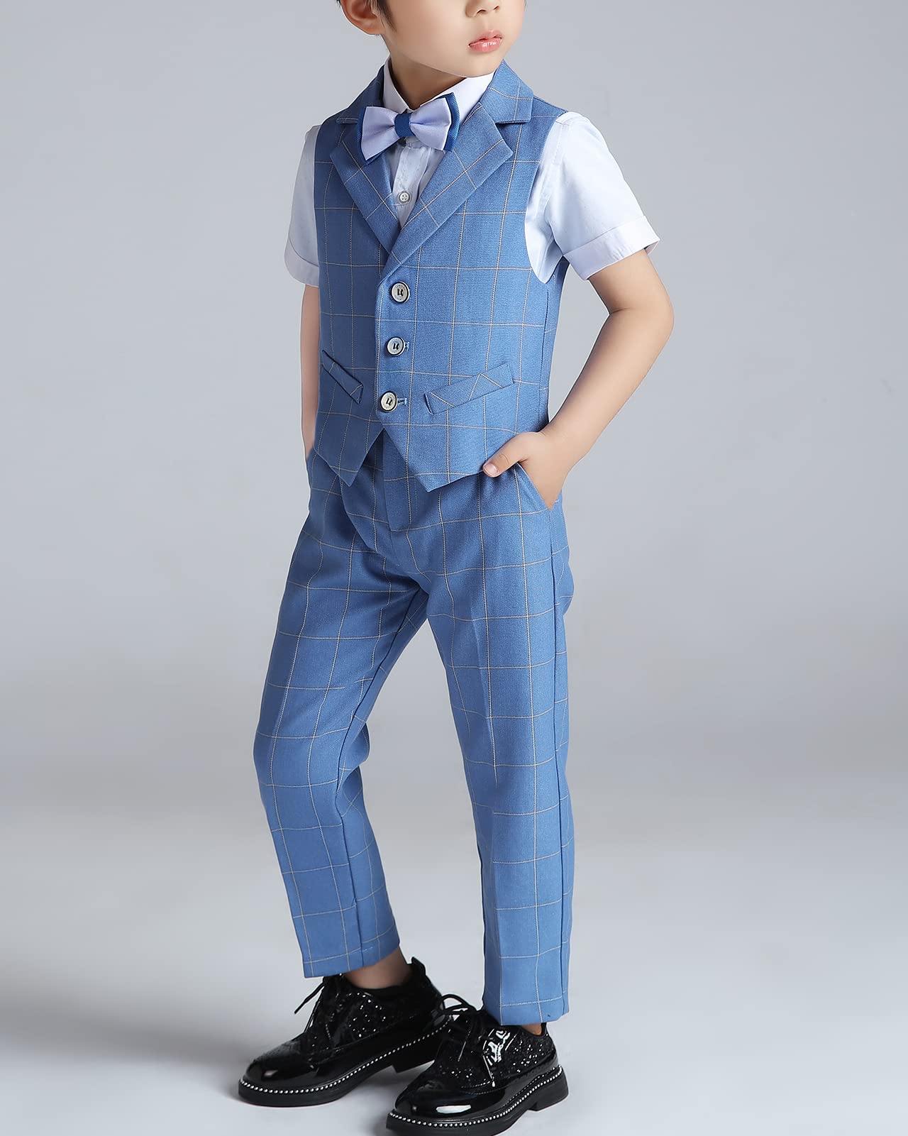 3/4/5 Piezas Traje de Boda para Niños, Conjunto de Ropa de Ceremonia, Camisa, Pantalón, Chaleco, Pajarita Elegantes Ropa Trajes