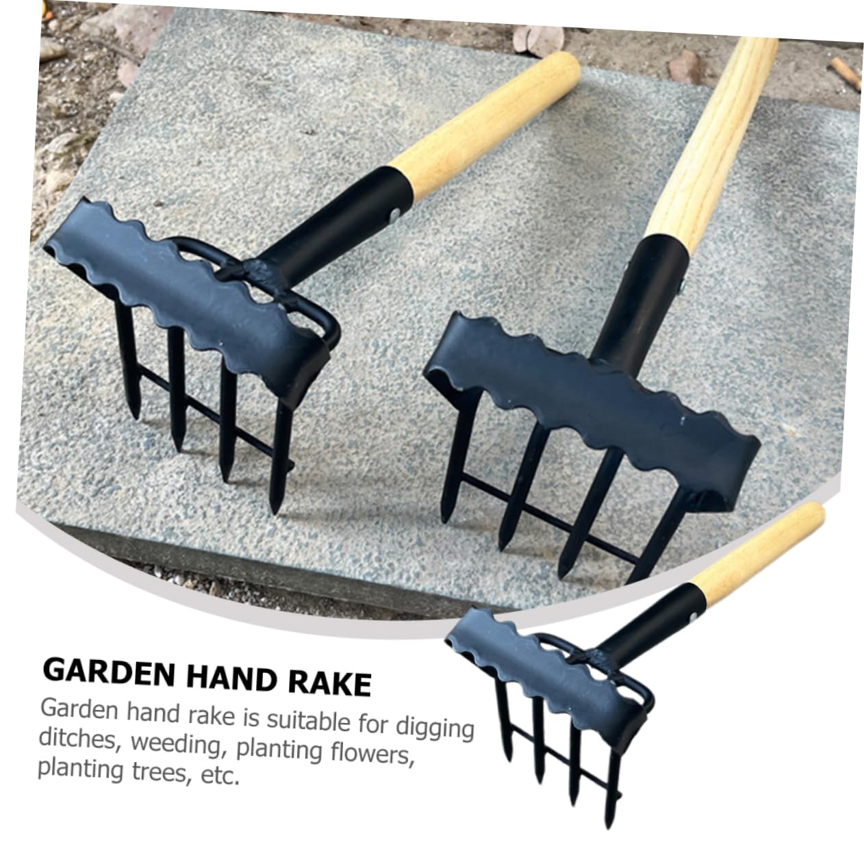 Abaodam Kleiner Gartenrechen Aus Manganstahl Handwerkzeug Für Jäten Lockern Von Erde Und Pflanzen Praktisches Gartenzubehör Für Hobbygärtner Und Profis