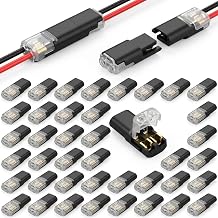 44 Pieces Waterproof Cable Connectors, Quick Electrical Connector 2 Pins, Splices Electrical Cables Car 12V-24V, Durable and Reusable Splice Terminal for Automobiles, Motorcycles, Boats, 18-22AWG
