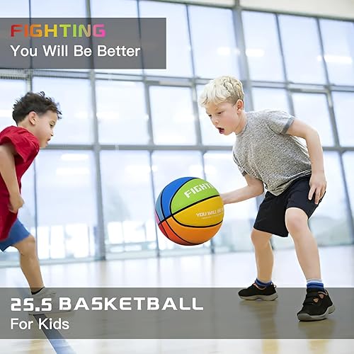 Miniatura 5 de Baloncesto de goma gruesa para niños y jóvenes, tamaño 34567, para exteriores, colorido, 2225.527.528.529.5 pulgadas, para regalos de juegos