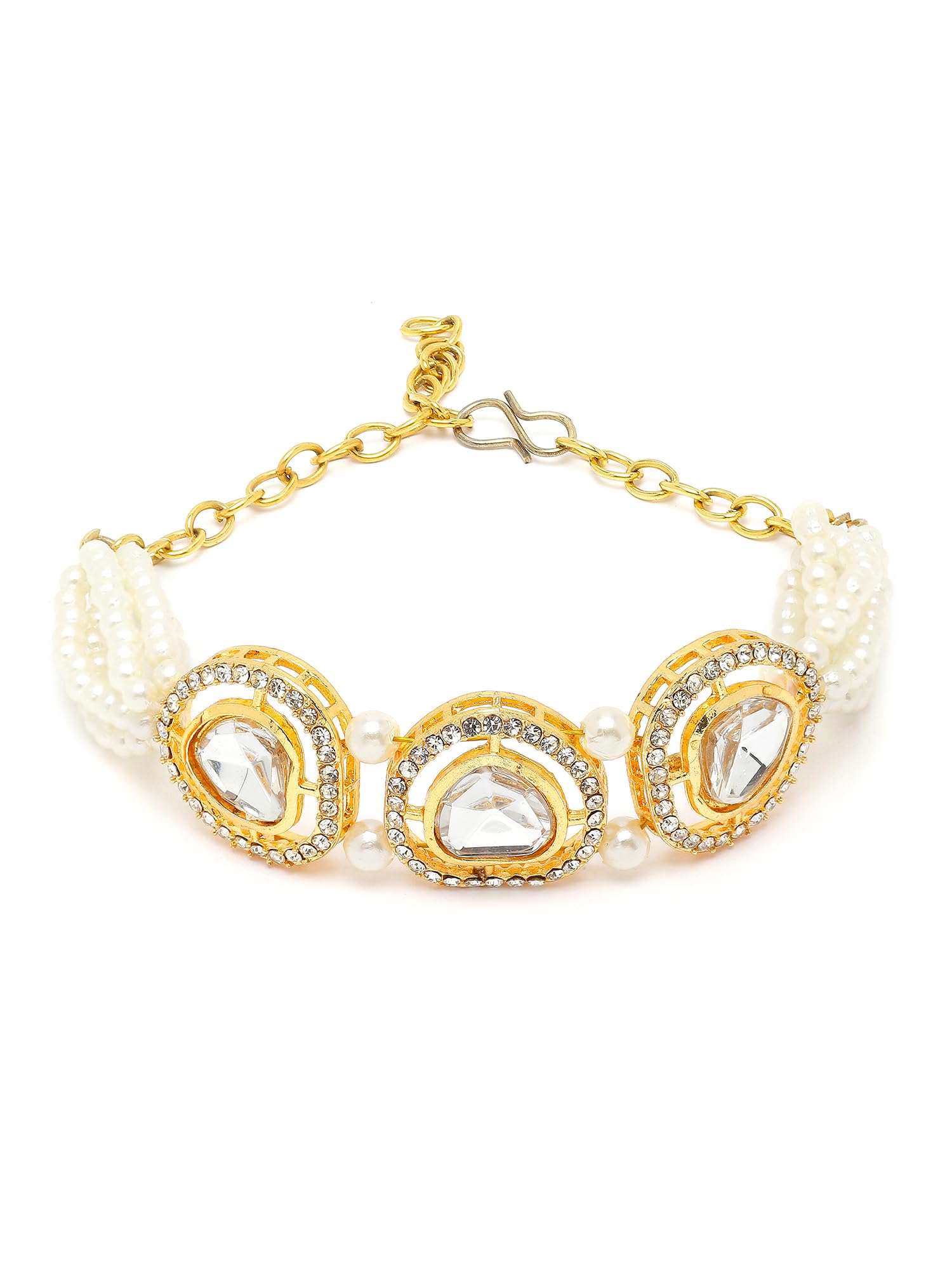 Karatcart Gold Plated Polki Kundan and Pearl Bracelet for Women (B0CJ2NQDM6) Amazon Price History, Amazon Price Tracker