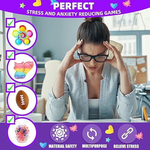 Miniatura 5 de Paquete de 1000 juguetes para ansiedad, recuerdos de fiesta a granel para niños, rellenos de calcetines, cofre de tesoro, fiesta de cumpleaños,