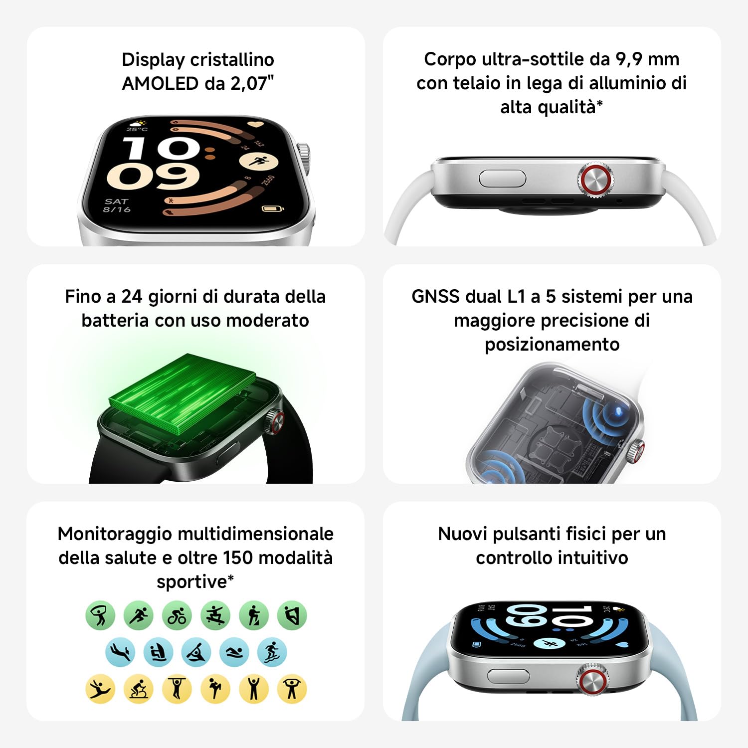 XIAOMI Redmi Watch 6, Smartwatch Uomo Donna, Activity Tracker AMOLED 2.07'' con Monitoraggio di Frequenza Cardiaca, 150+ modalità sportive, Autonomia 24 giorno, 5ATM, GPS, Android&iOS, Nero