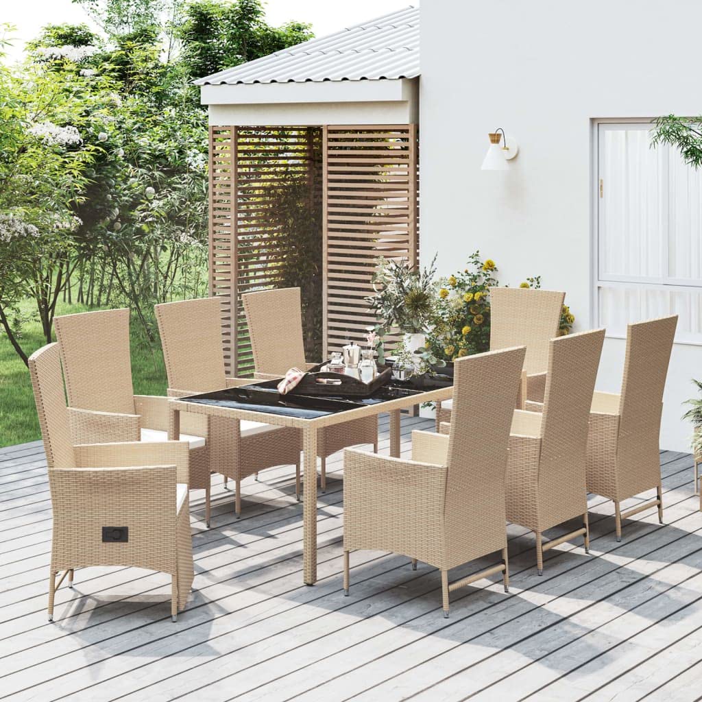 Juego de muebles de jardín de ratán de polirratán de color beige, diseño modular con marco de acero pulverizado, respaldo ajustable, hasta 110 kg