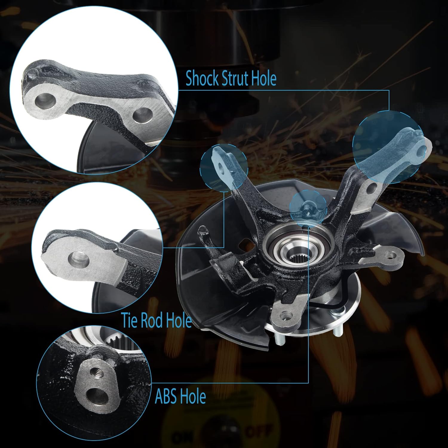 Steering Knuckle Wheel Hub Bearing Assembly Front Left Driver Compatible with Civic 1.8L 2012 2013 2014 2015 2016