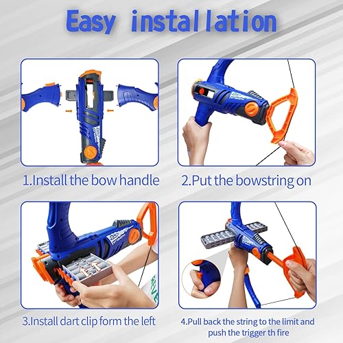 Miniatura 2 de Dawnuph Juego de tiro con arco moderno para niños, 12 balas de espuma con clip de dardos, fácil de usar, construcción de ABS duradera, incluye arco,