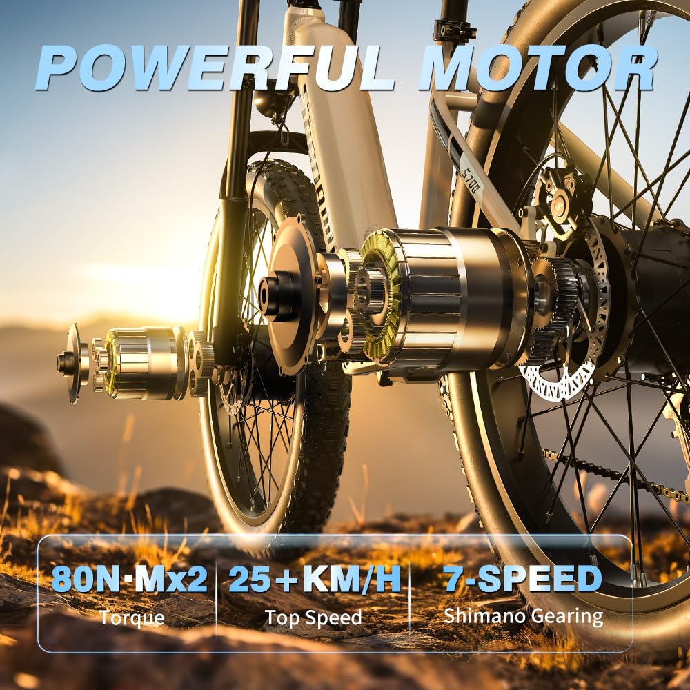 Elektryczny rower górski Shengmilo MX05, 26-calowy rower elektryczny dla dorosłych, rower elektryczny Fat Tire z wymiennym akumulatorem 48V17.5AH, podwójne amortyzatory, super jasny reflektor