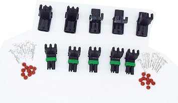 5 Sets GM Haltech MAP 2 pin way male and female Weatherpack waterproof auto Connector includes terminals and seals 12015782/12010973