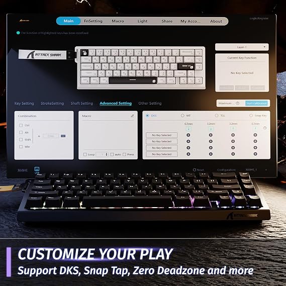 ATTACK SHARK X68 HE 60% Gaming Klavye – Manyetik Switch, 8000Hz Rapid Trigger, 0.01mm Hassasiyet, Ayarlanabilir Tetik, RGB Aydınlatma, Snap Tap, Kablolu, PC/Mac Uyumlu (Black)