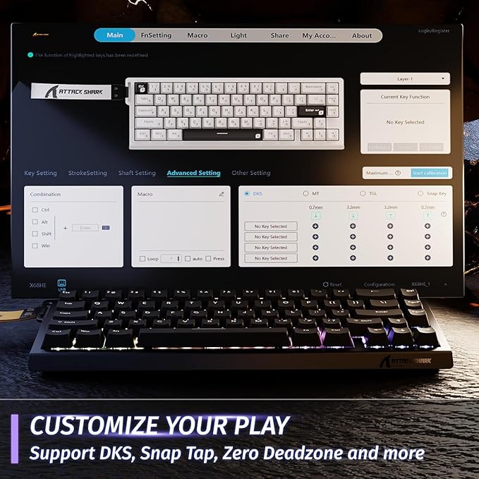Teclado Gamer ATTACK SHARK X68 HE 60% Mecánico USB-C miniatura 5