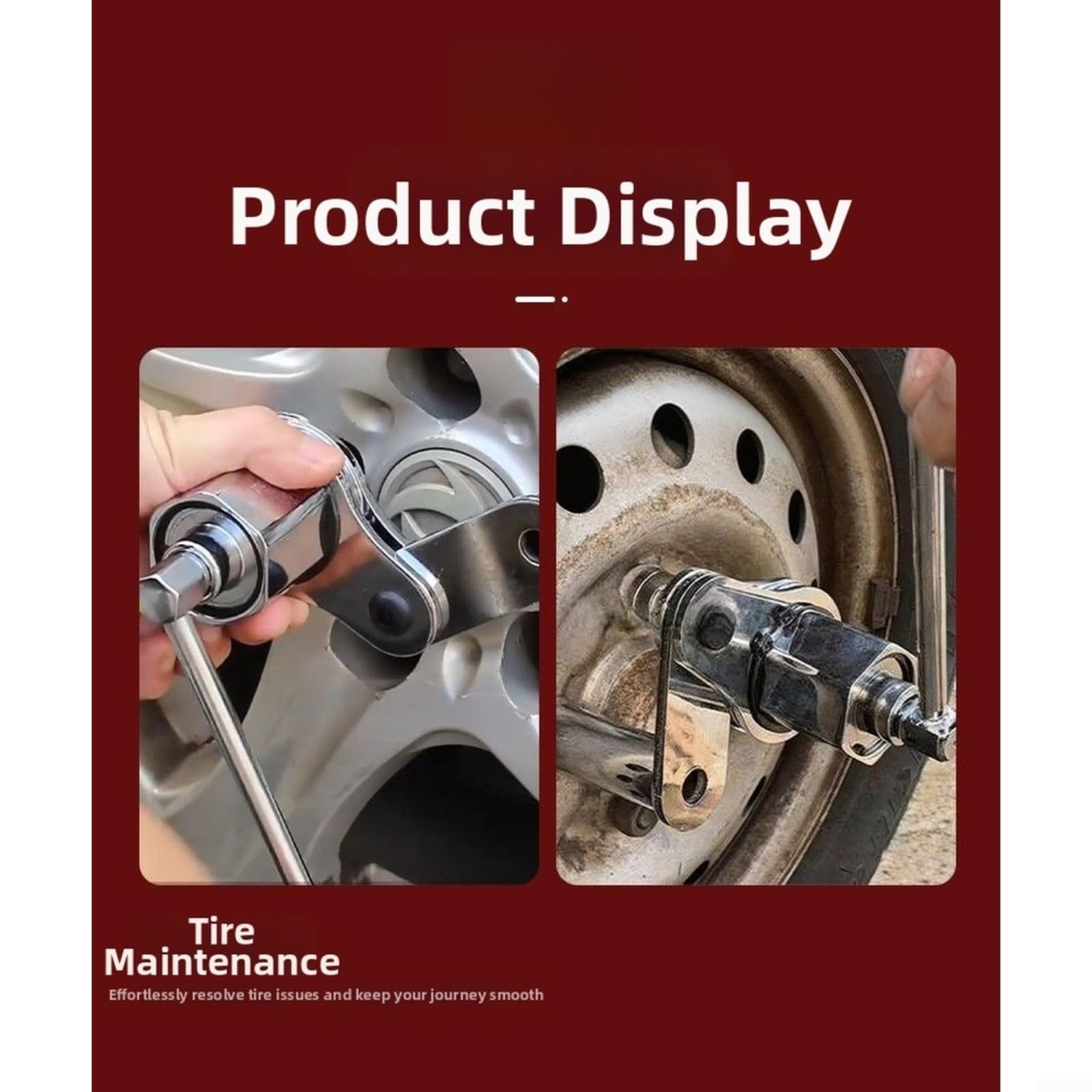 Strumento di cambio pneumatici con effetto leva, chiave per dadi ruota per auto, SUV e per furgoni, 4 bussole 17/19/21/22 mm, ergonomica per impugnatura, compatta per aiuto alle forature