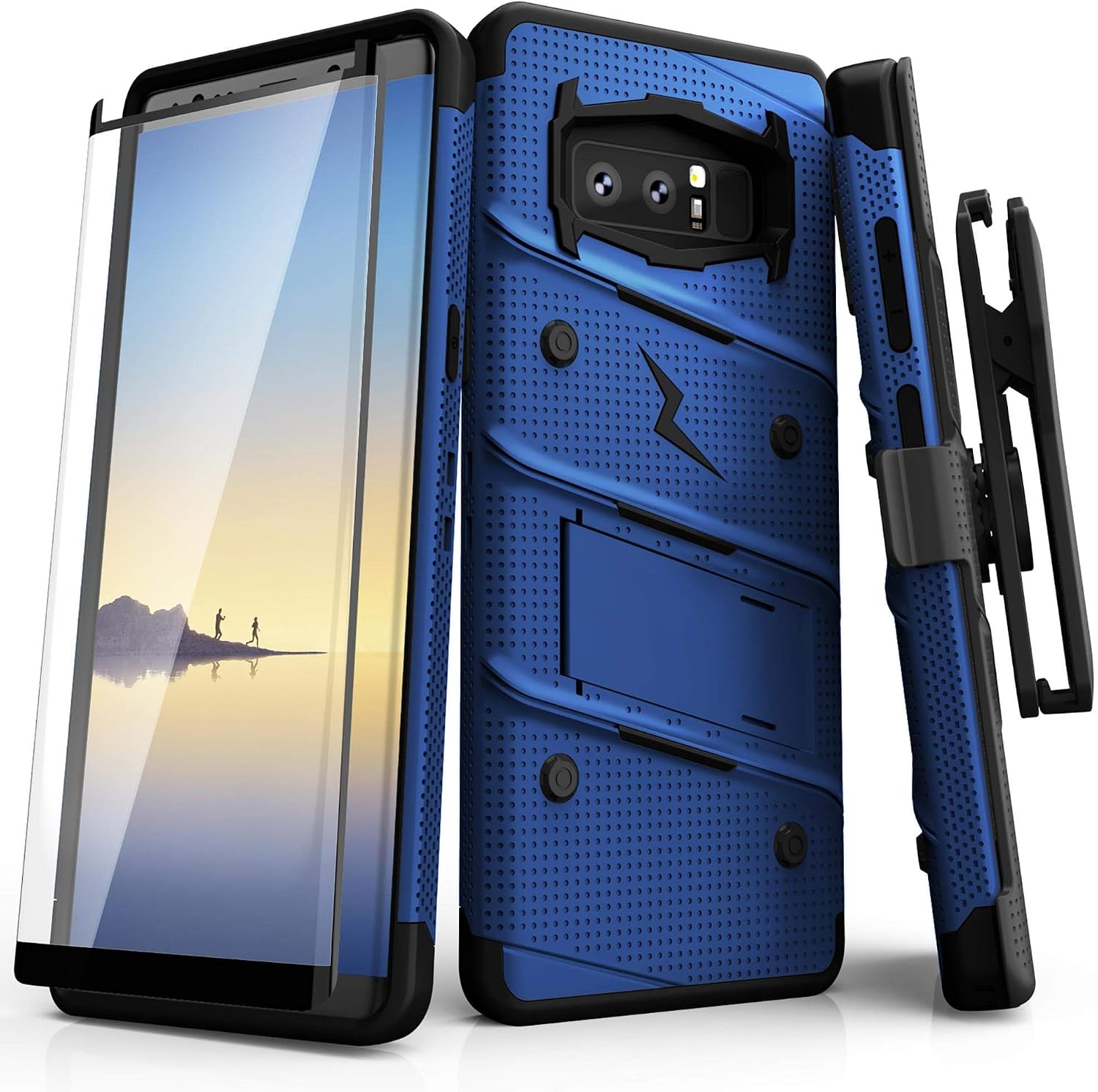 ZIZO Bolt Series for Samsung Galaxy Note 8 Case Military Grade Drop Tested with Tempered Glass Screen Protector Holster Blue Black