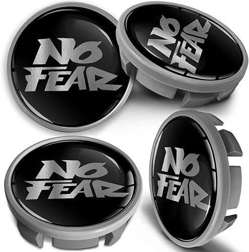 SkinoEu 4 x Universal Wheel Centre Alloy Hub Center Caps Compatible with Volkswagen VW Part Number 3B7601171 Hubcaps Black Silver No Fear 65mm CVS 3