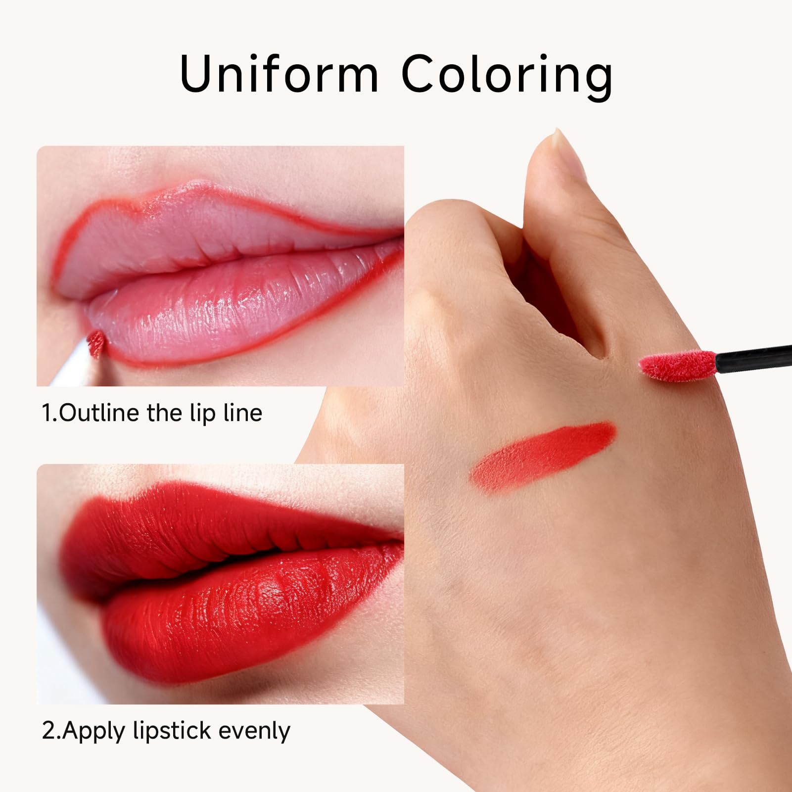 Brochas Para Labios Desechables, 100PCS Pinceles de Labios Higiénicos, Aplicadores de Maquillaje de Uso Único