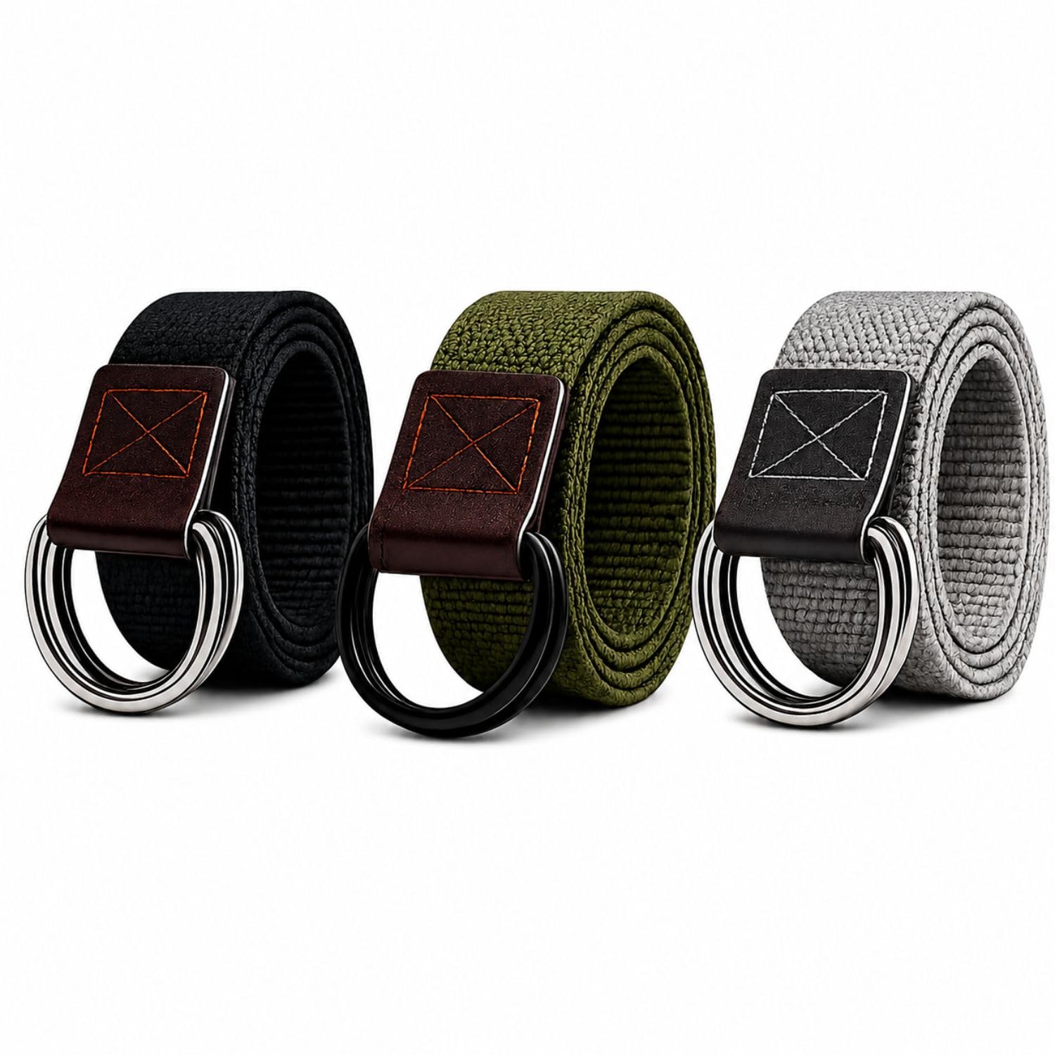 Unisex Canvas D-Ring Belt | Adjustable Cotton Web Belt with Double Metal Ring Buckle | Casual Fabric Belt for Men & Women | 120 cm x 3.5 cm |-image-26