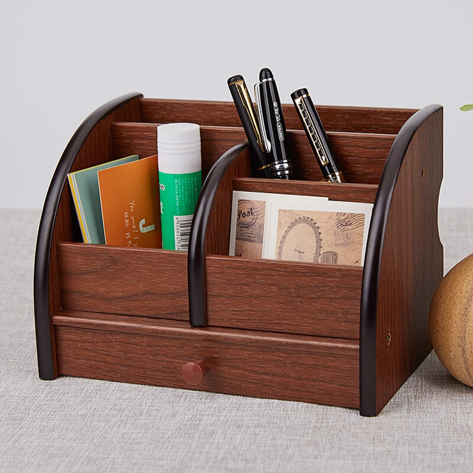 Stifteköcher Stiftbecher Hölzerner multifunktionaler Stiftschreibtisch-Briefpapier mit Schublade, Bleistift-Topf-Make-up-Bürsten-Halter-Briefpapierschreibtisch ordentlicher Organisatoren Stifteköcher