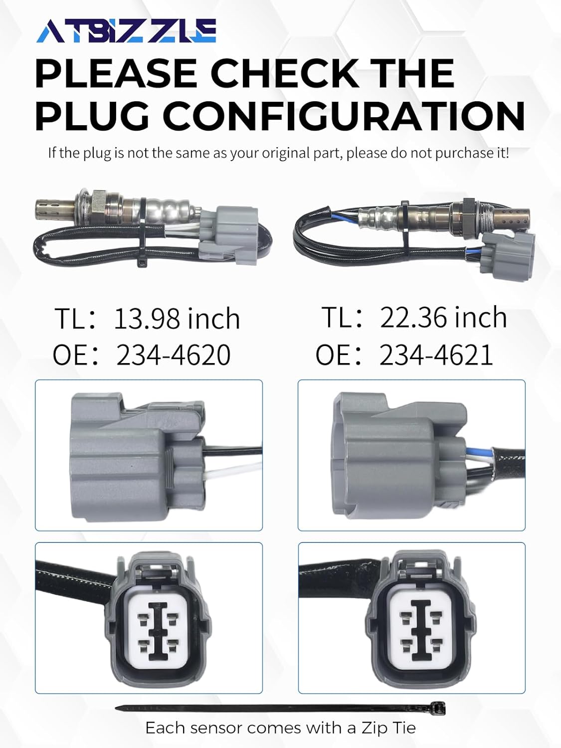 O2 Oxygen Sensor 234-4620 234-4621 Upstream and Downstream Fit for 1998 1999 2000 2001 2002 Honda Accord 2.3L Only for F23A1 F23A5 Engine, 2PCS