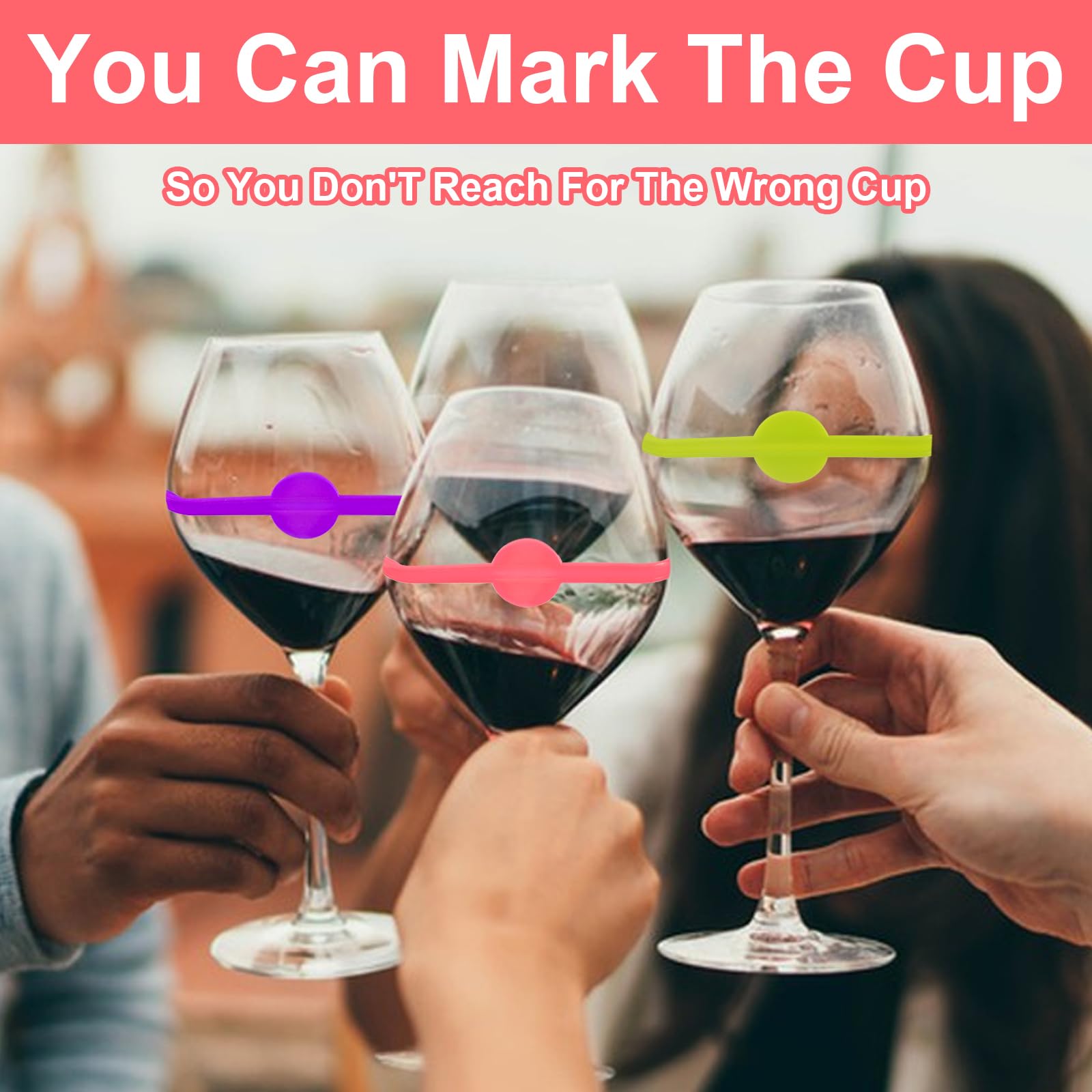 HFDONGL 36 Stück Glasmarkierer Wiederver Wendbare Glas Markierung Trinkgläser Gläser Markieren Silikon Cup Marker Trinken Party Wein Glas Marker für Weinglas Flasche Cup Trinkglas (12 Farben)