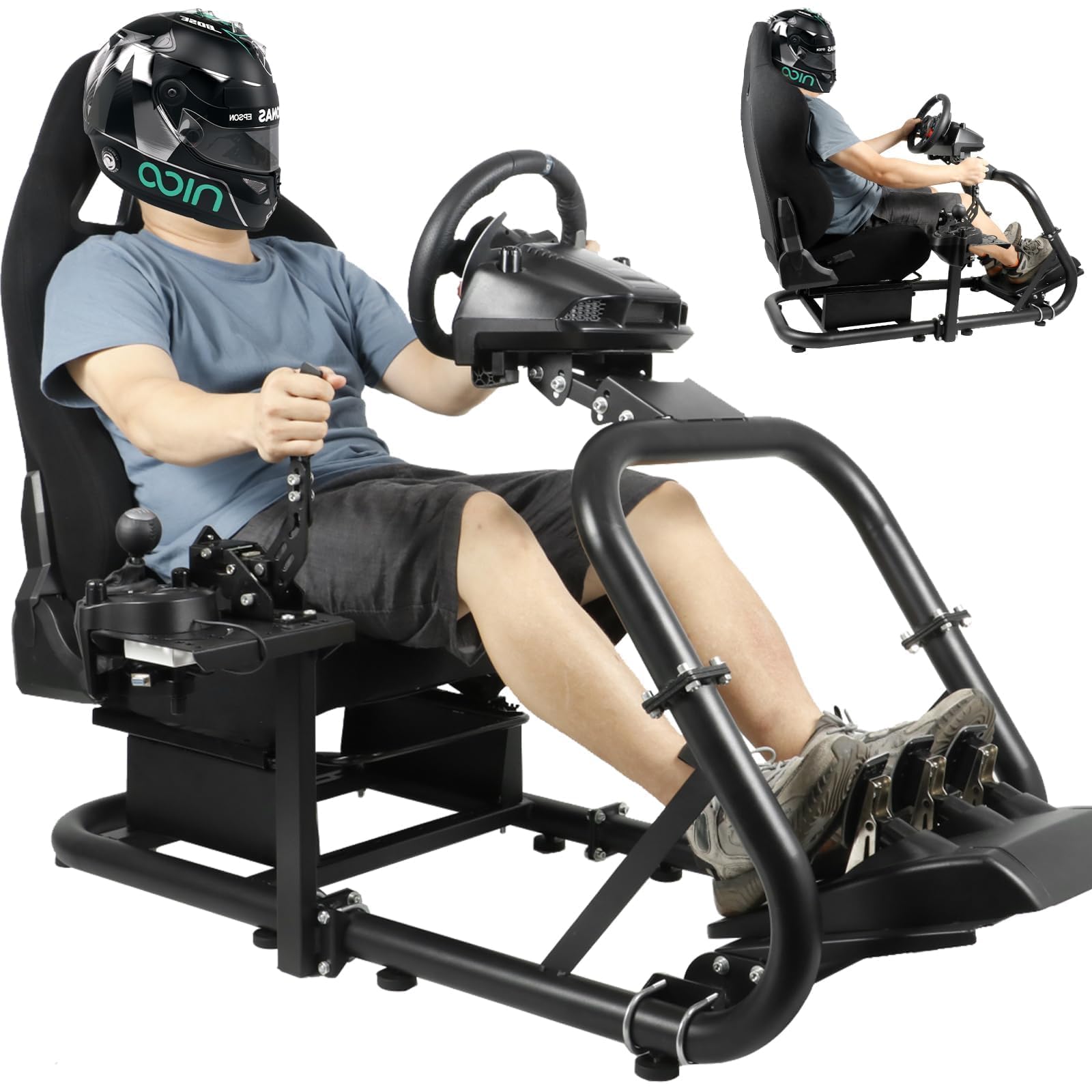 Dardoo Advanced Racing Simulator Cockpit with Ergonomic Seat Fit for Logitech G920 G923, for Thrustmaster T300RS T500RS TX, for Fanatec,Adjustable Steering Wheel Stand,No Wheel,Pedal and Handbrake
