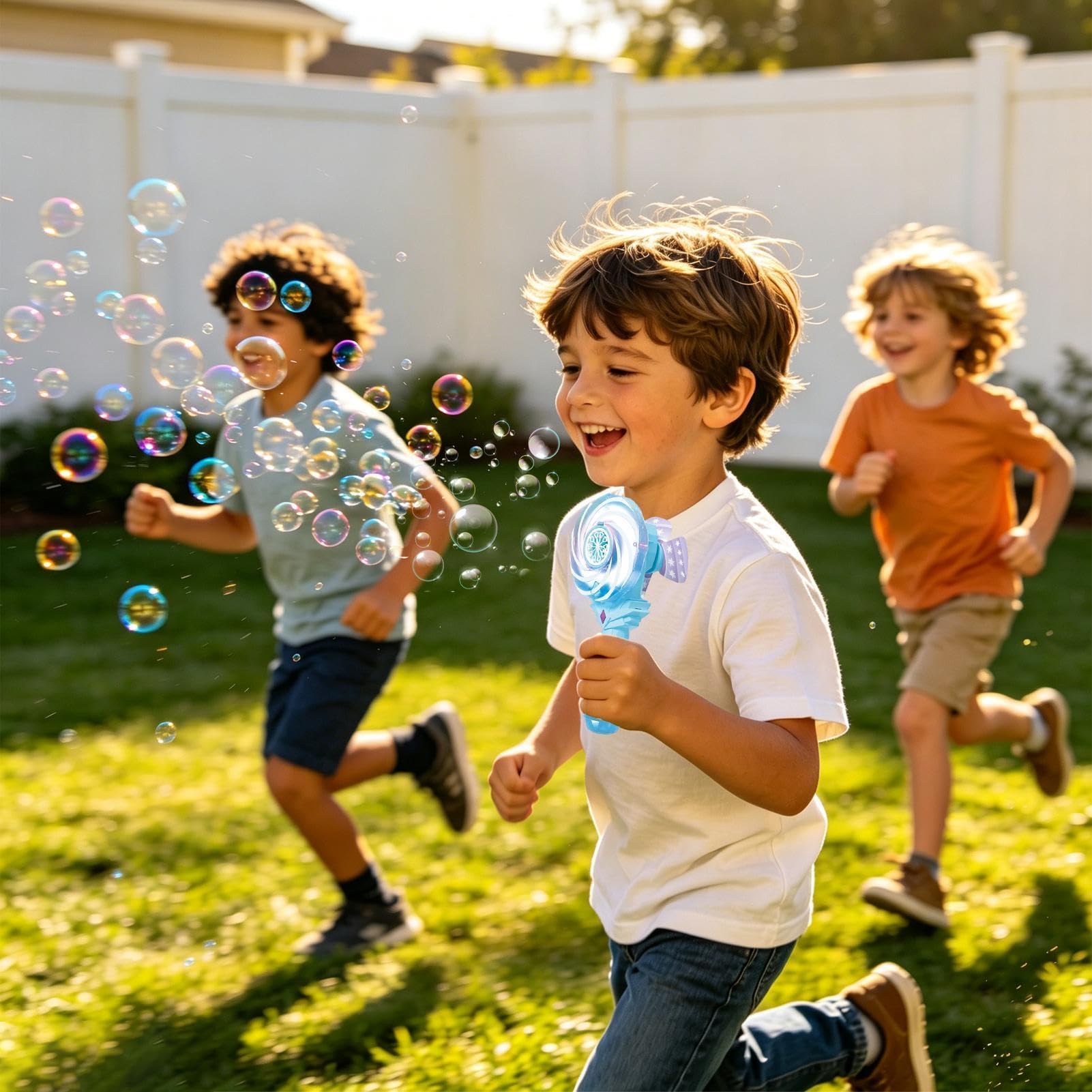 Macchina per bolle di sapone con soluzione di sapone, mulino a , automatico | Macchina per bolle di sapone con luce per bambini, per ragazze, all'aperto, giardino, piscina, feste, campeggio, picnic