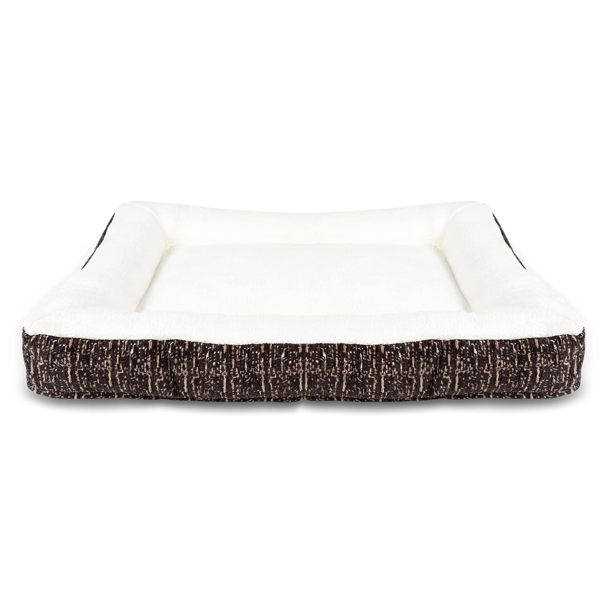 FURRY CASTLEOrthopaedic Pet Bed with Sherpa On Top & Antiskid On Bottom (Pack of 1, Brown, Size: L, 40X31X5 Inches)