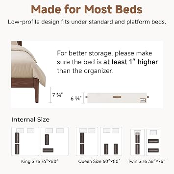 StorageWorks Under Bed Storage Boxes with Clear Cover, Ivory White, 2-Pack