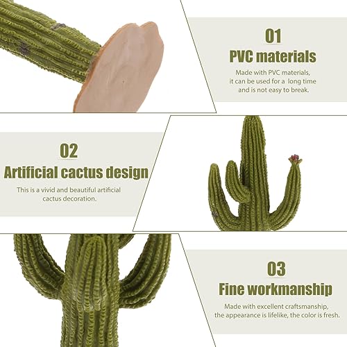 Miniatura 9 de Garneck Decoración de cactus artificial, 5 unidades, modelo de planta verde desierto, de PVC, pequeño cactus para decoración del hogar, modelo de