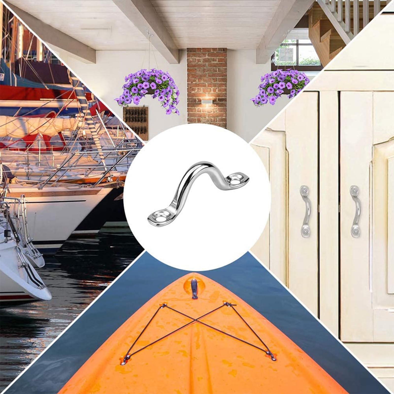 30 Piezas Bucles de Cubierta Kayak con Almohadillas, Anillas para Cubierta de Kayak, Acero INOX 304 con Almohadillas y 60 Tornillos, Accesorios Náuticos para Canoa, Kayak Rigging