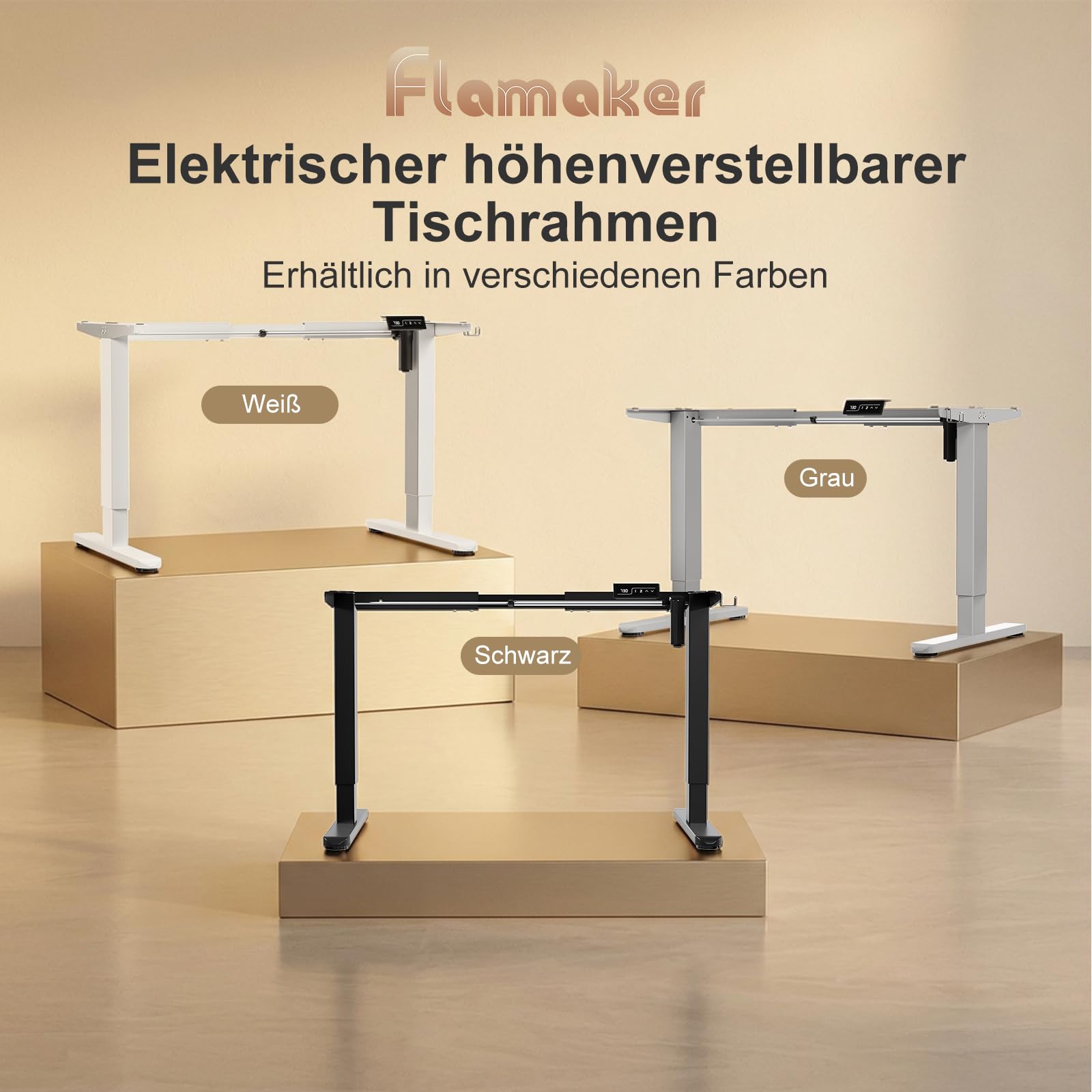 Flamaker Höhenverstellbarer Schreibtisch Elektrisch Tischgestell Höhenverstellbar Elektrisch 2-Fach-Teleskop Mit Memory-Steuerung Höhenverstellbarer Schreibtisch Gestell (Schwarz)