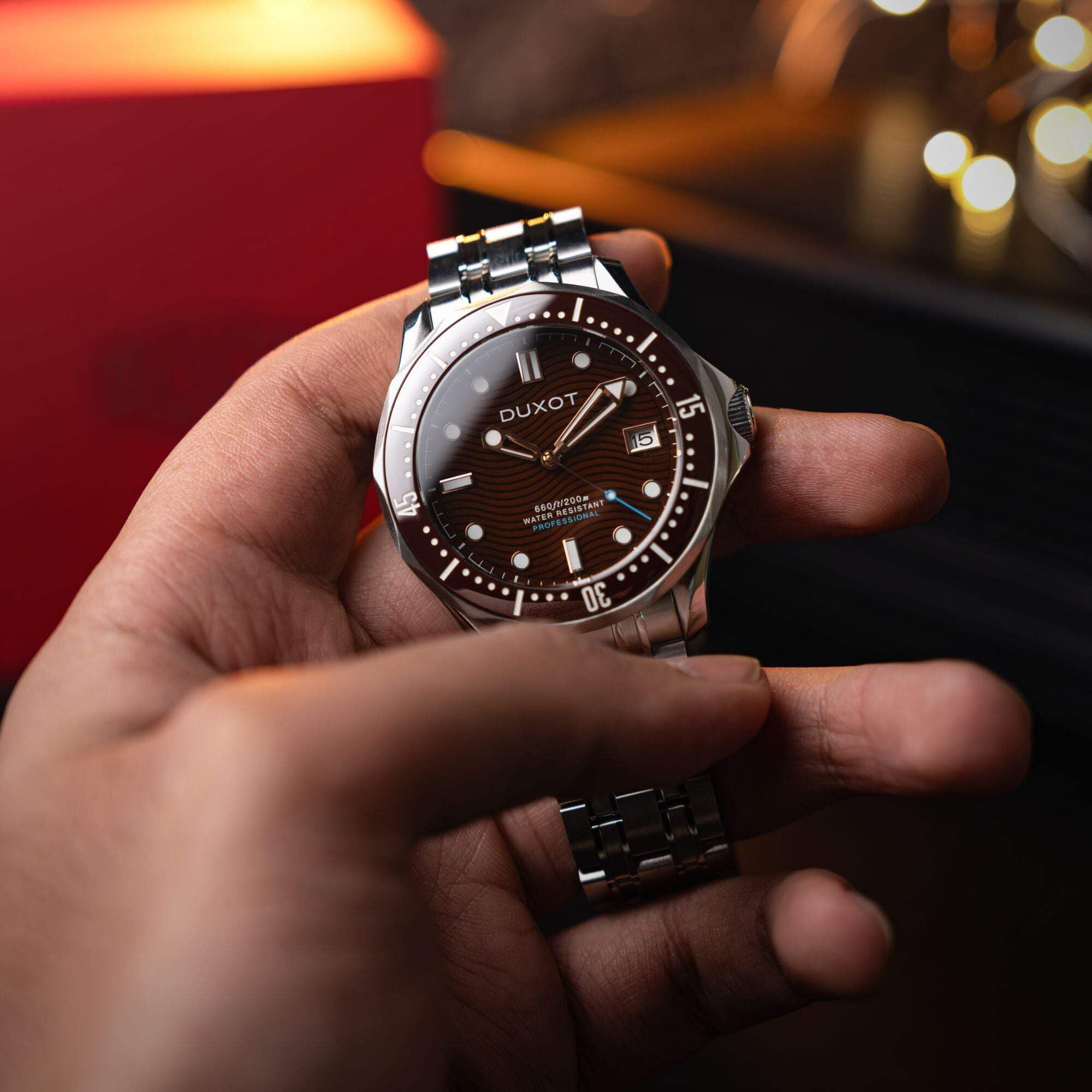DUXOT Henri Diver Automatikuhr für Herren, 41 mm, mit massivem Edelstahlarmband, DX-2060