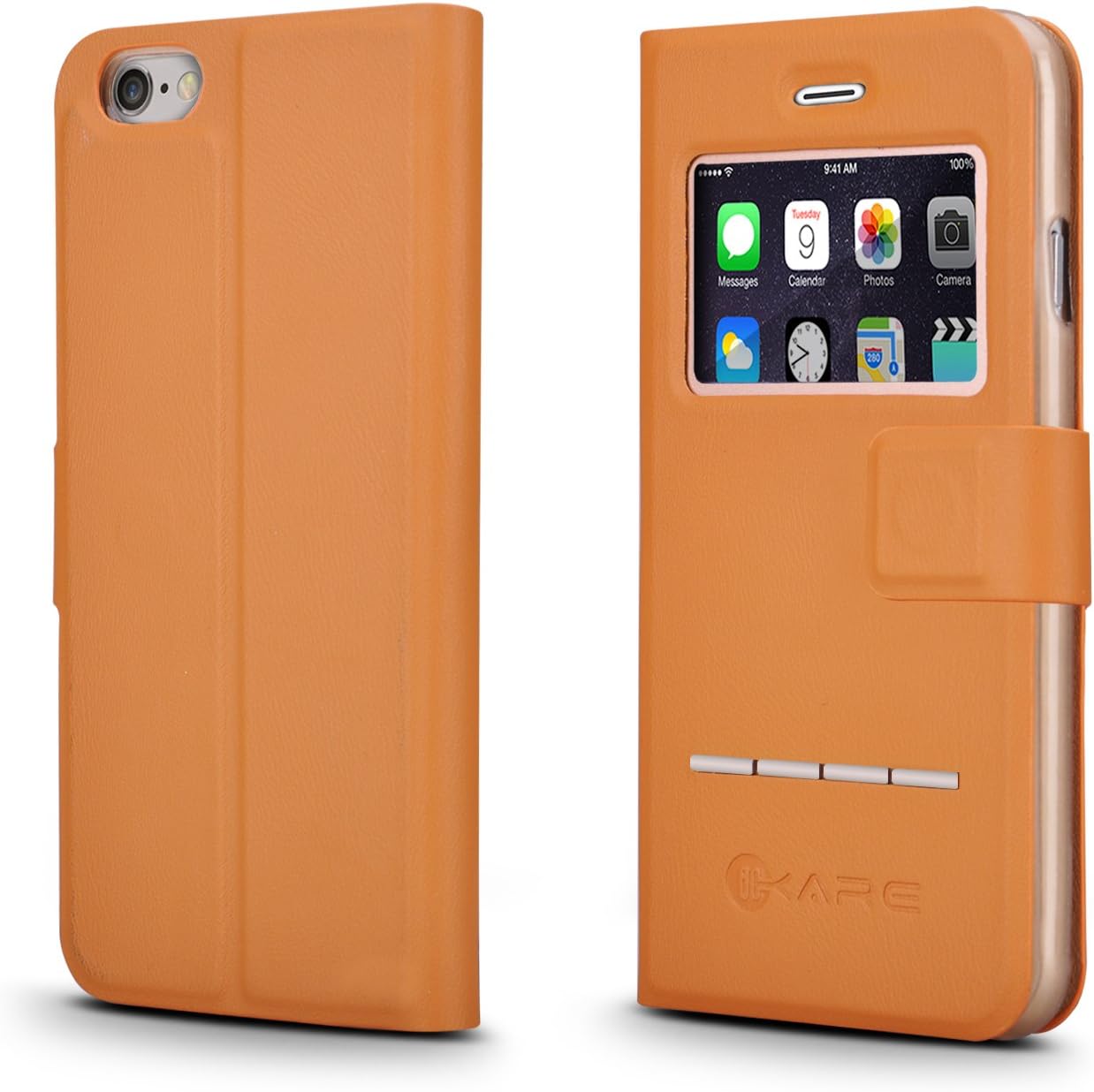 iPhone 6 Plus Case - iKare [Fragrance Series] Smart Window View Touch Metal Front Flip Cover Folio Stand Case for Apple iPhone 6 Plus 5.5", With Fresh Fragrance, Touch-sensor answering or refusing calls. (for iPhone 6 Plus 5.5", DARK YELLOW)