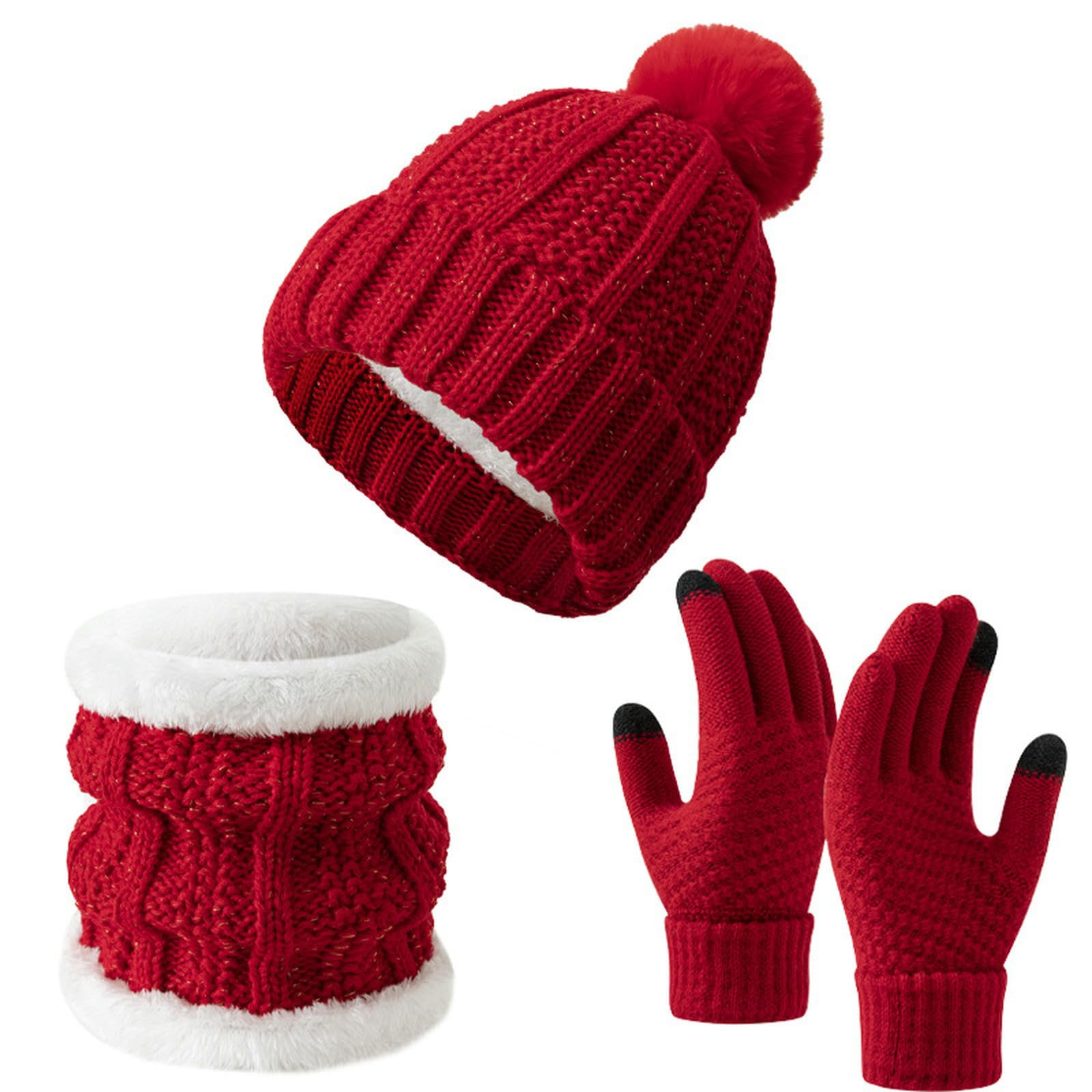 Set gorro bufanda guantes grueso de terciopelo invierno ciclismo cálidos acrílicos tres piezas