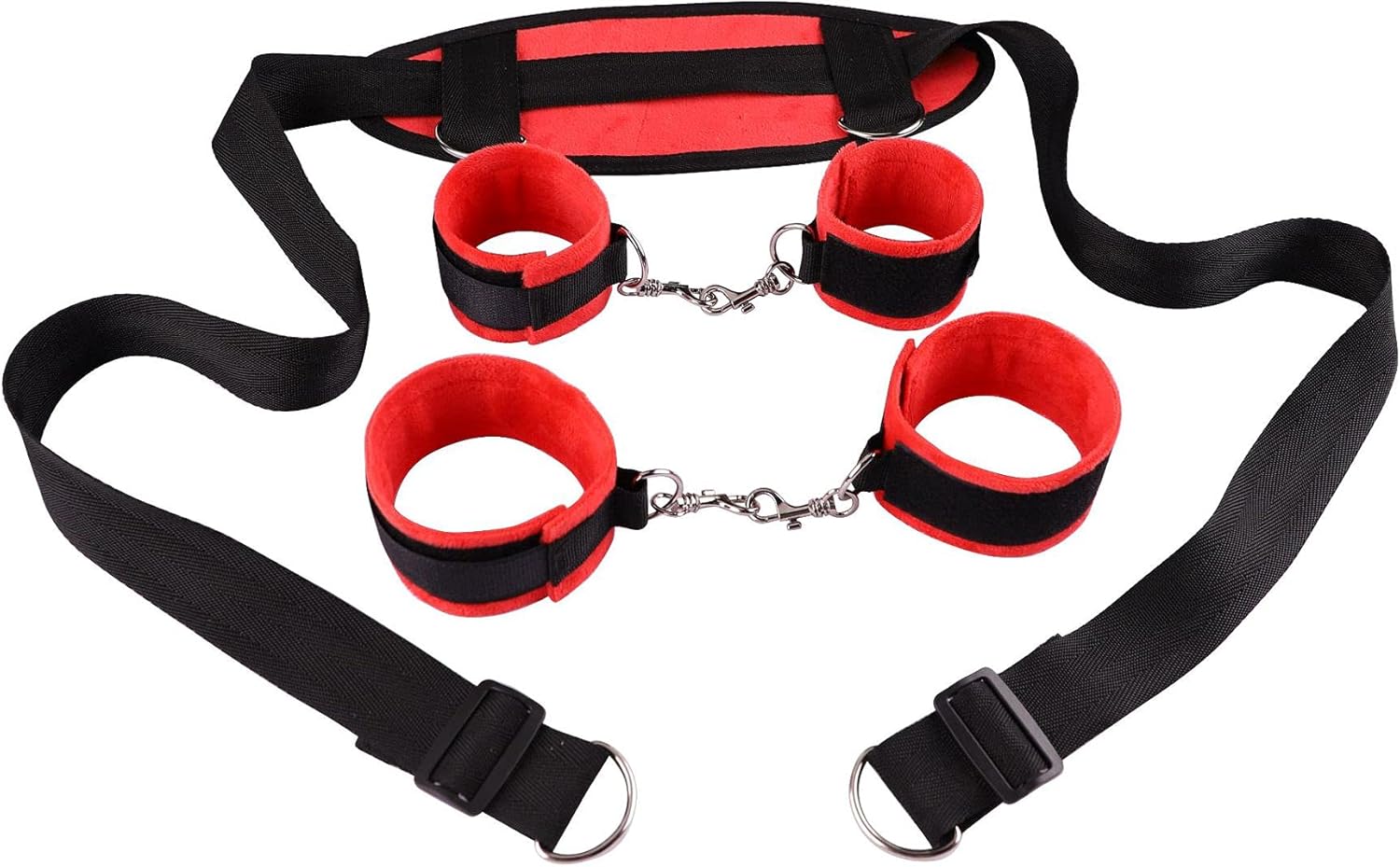 Bondage Training Gear Set for Legs and Wrists, BDSM Restraint Accessories for Indoor Games -USHC06a (Red)