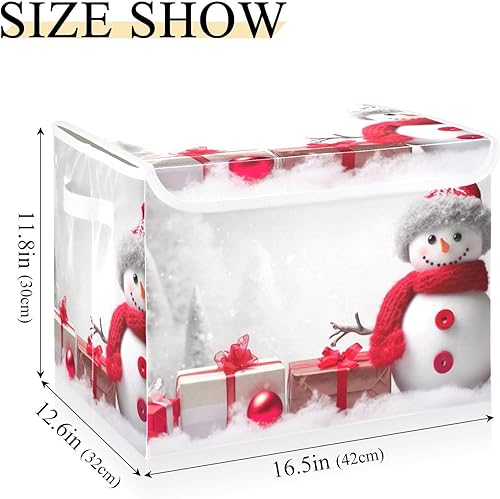 Miniatura 3 de Muñeco de nieve de invierno de Navidad (11) contenedores plegables para ropa, contenedores de almacenamiento de tela con asa reforzada, contenedores