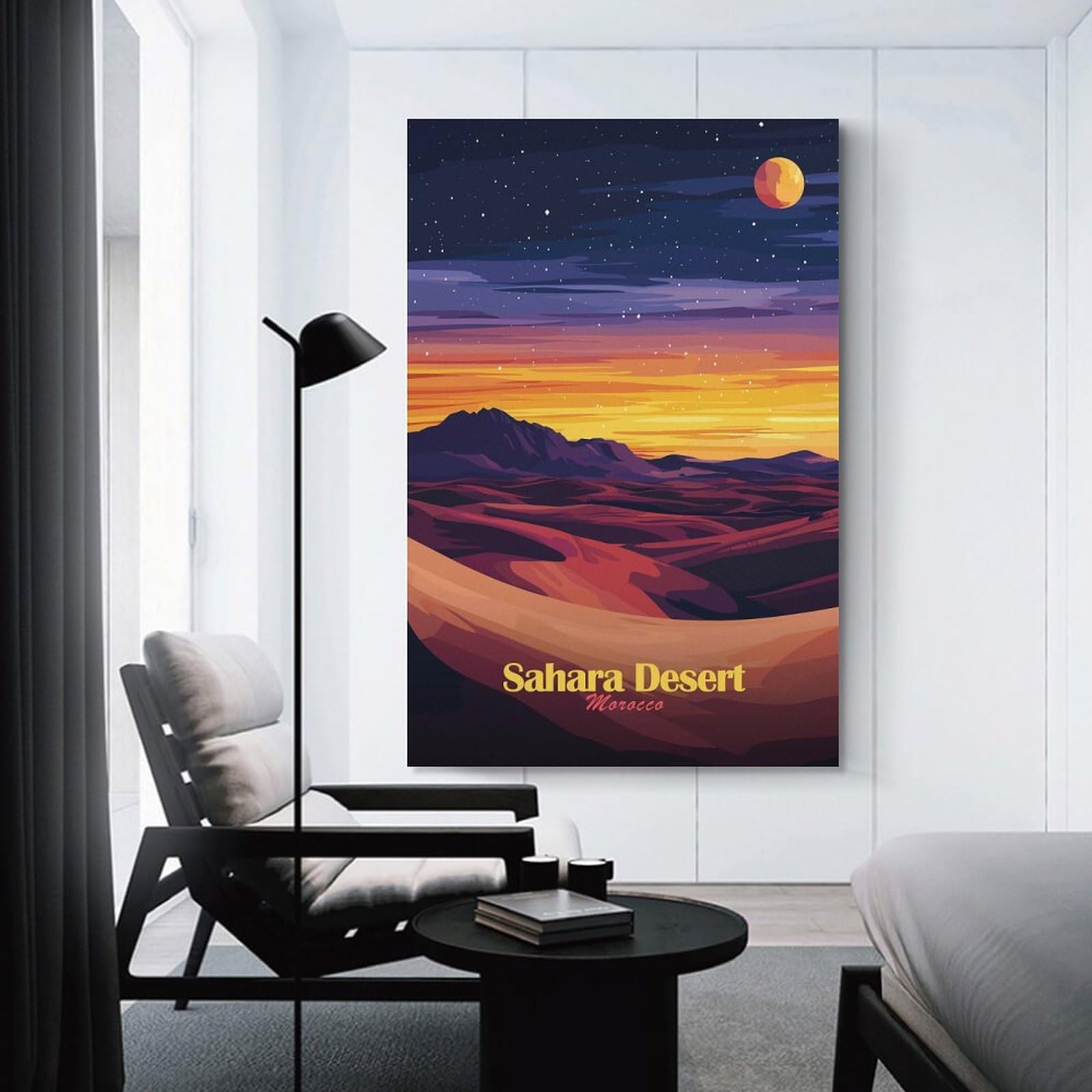 Junmoney Unframe-Style-14-1 Canvas Wall Decor Sahara Desert Sunset, 20X30inch(50X75cm), For Home Lounge, Bedroom Or Reading Nook, Eye Catching Artwork For Blank Walls