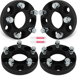 Set Of 4 - 1" Thick 5x115 To 5x115 Hub-Centric Wheel Spacers - 71.5mm Bore, Black - Fits Dodge Charger/Challenger 300, Etc.