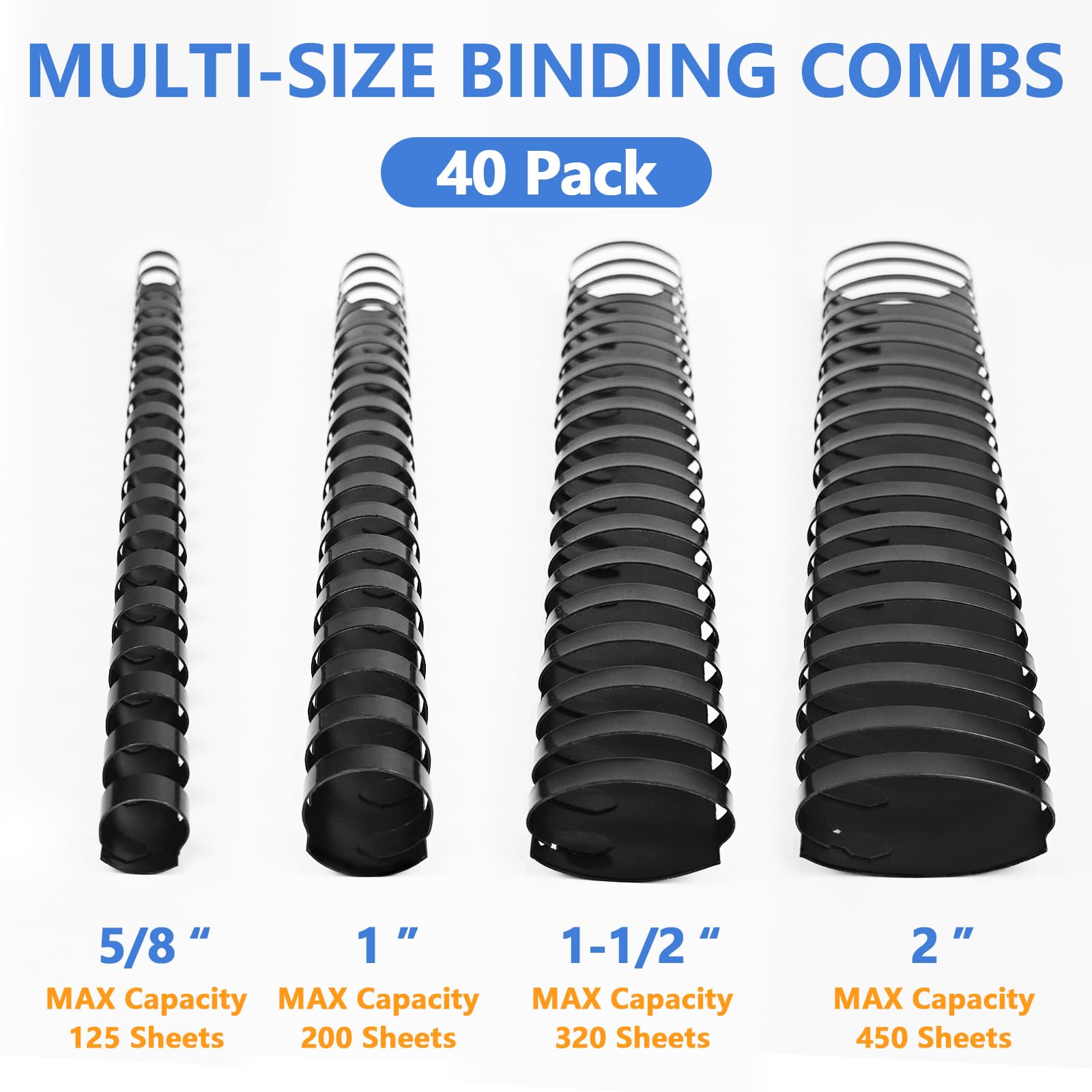 Amazon.com : HOUYEE 40 Pack Multi-Size Ring Binding Combs: 5/8 Inch, 1 Inch, 1-1/2 Inch,2 Inch,Letter Size Black Plastic Spines : Office Products Amazon.com : HOUYEE 40 Pack Multi-Size Ring Binding Combs: 5/8 Inch, 1 Inch, 1-1/2 Inch,2 Inch,Letter Size Black Plastic Spines : Office Products