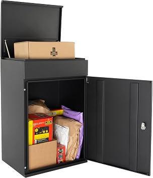 Burg Wachter Outdoor Wall Mounted Large Secure Parcel Delivery Box, Black