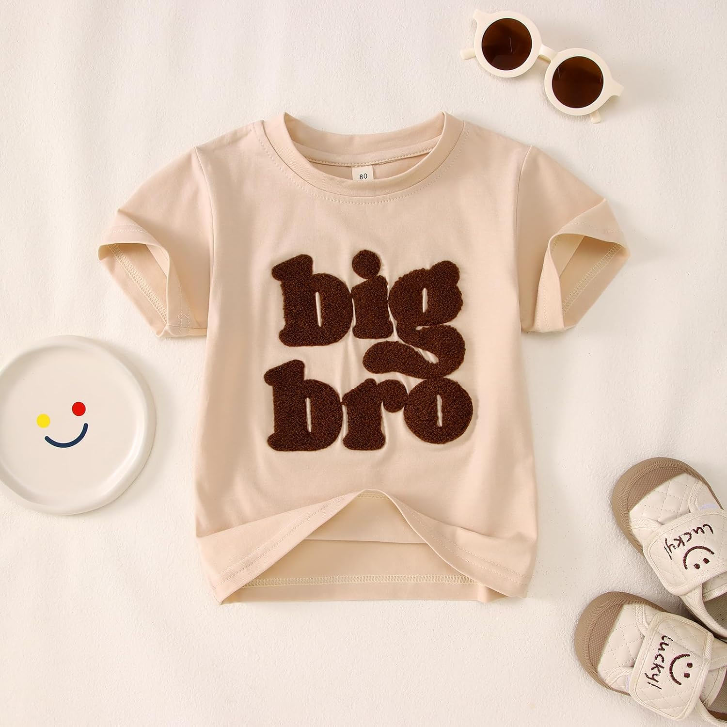 Big Brother Shirts for Toddler Baby Boy Big Bro Chenille Patch T-Shirt Big Brother Announcement Short Sleeve Tee Tops - Image 5