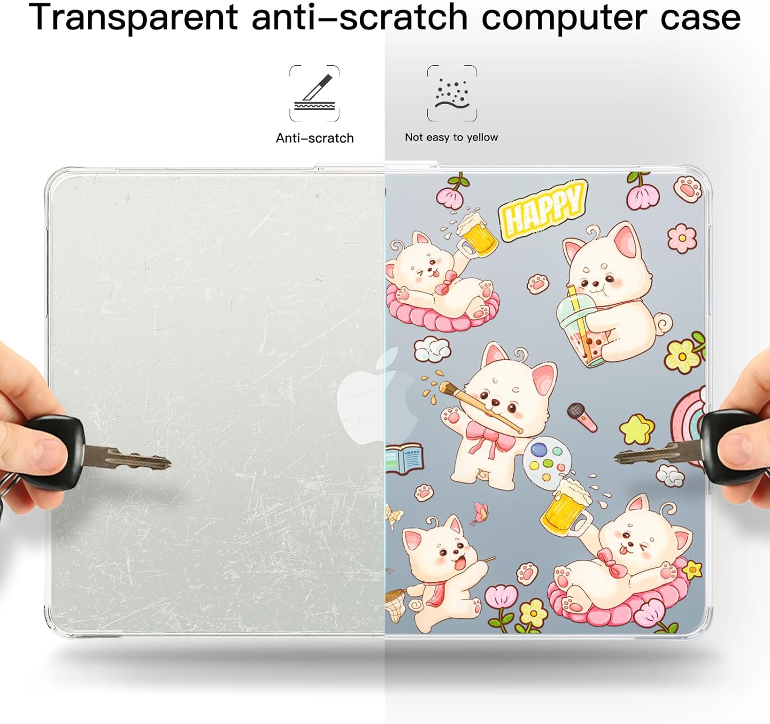 Batianda Premium Clear TPU Case for New MacBook Air 13.6" M5/M4/M3/M2 with Fun Pattern, Ultra-Slim Lightweight Protective Shell with Anti-Yellowing, Scratch Resistance & TPU Keyboard Cover, Cute Puppy
