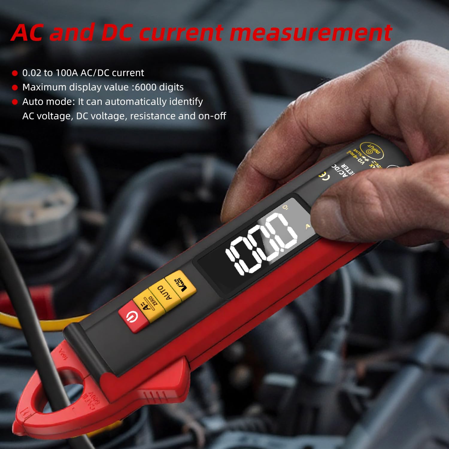 BSIDE UX1 - Pinza di corrente 1 mA DC AC, multimetro amperometro DC AC, amplificatore 6000 conteggi, voltmetro digitale, capacità temperatura, resistenza, tester di tensione