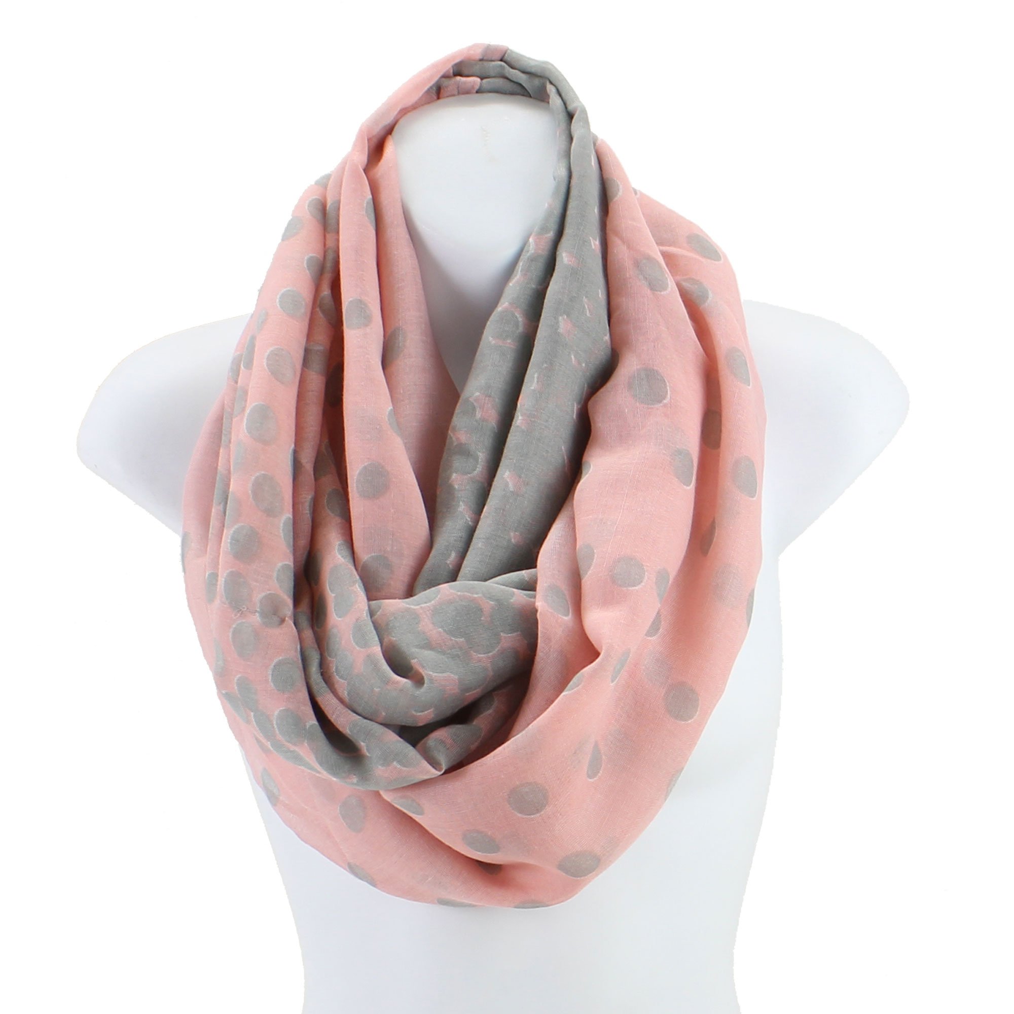 AN Infinity Scarf for Women Lightweight Polka Dots Wide Blanket Style Snood Loop