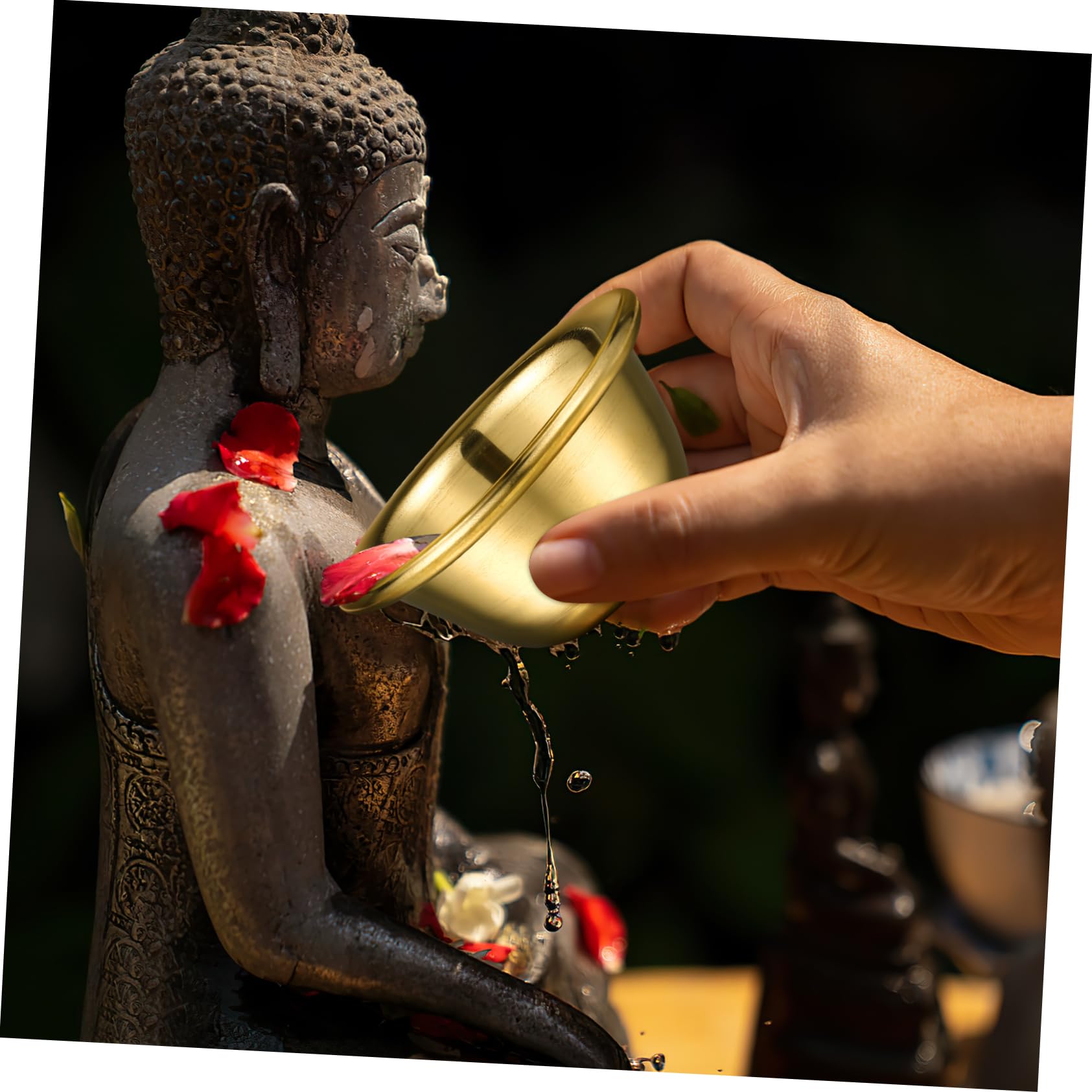 ABOOFAN 7pcs Buddhist Drinking Cup Buddhist Offering Cup Holy Water Offering Cup Buddha Religion Offering Container Nakshi Buddha Water Bowl Offering Mug Tibetan Buddhist Cup Pan Copper