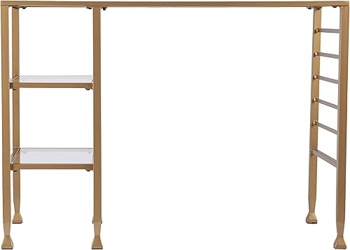 Miniatura 4 de SEI Furniture Jaymes - Escritorio de metal dorado y cristal, color dorado suave