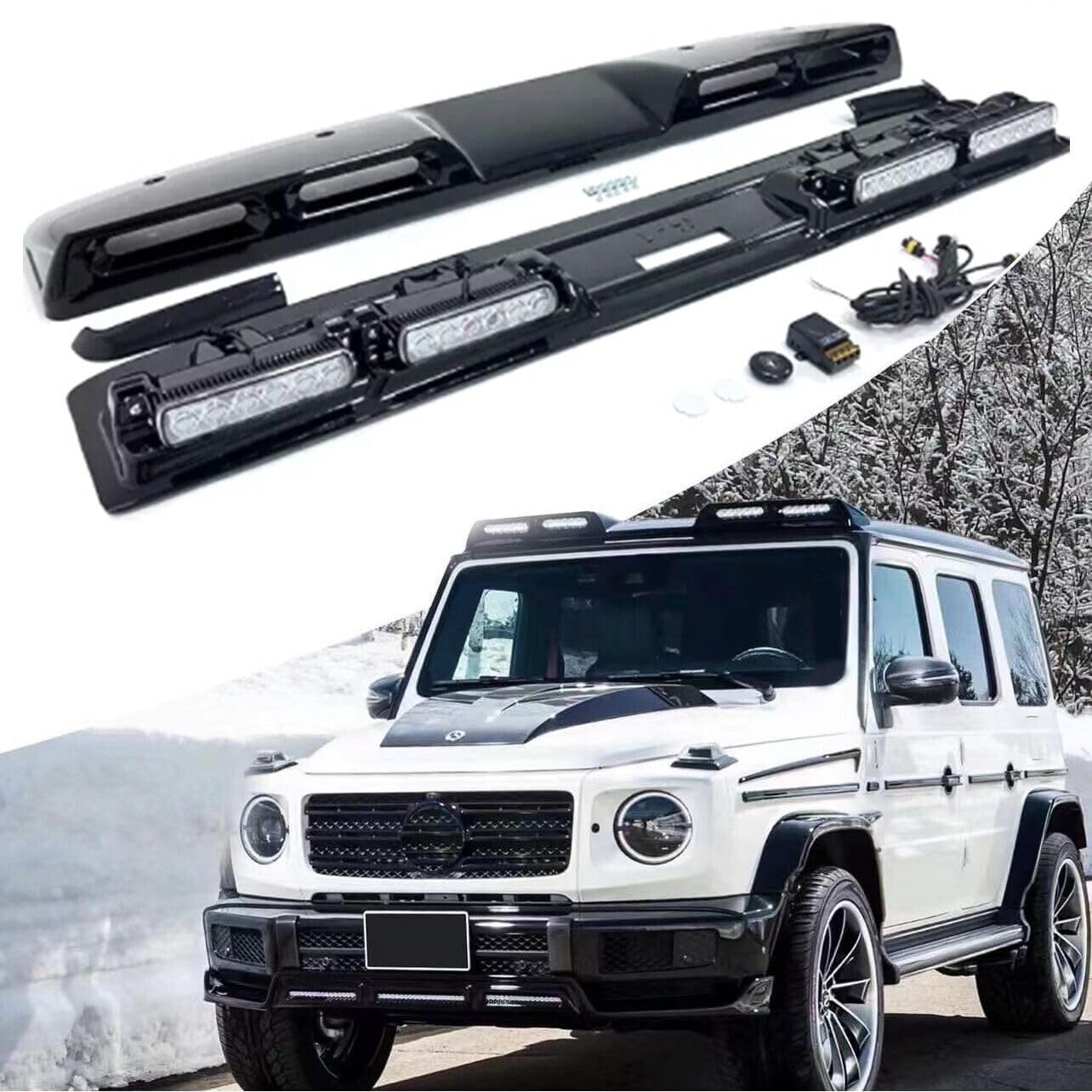 ZYCARE Fits For Mercedes Benz G Class W463 2019 2020 2021 2022 2023 Carbon Roof Light Bar with LED DRL