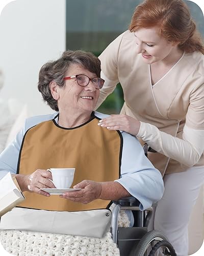 Miniatura 3 de QueenKer Adult Bibs for Eating, Happy Fall Y'all Thanksgiving Pumpkin Waterproof Clothing Protector Washable Adult Bib with Crumb Catcher for