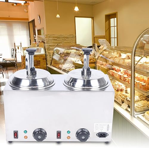 Miniatura 7 de Máquina calentadora eléctrica con dispensador de doble cabezal con bomba y control de temperatura para derretir caramelo de queso (capacidad de 2 x